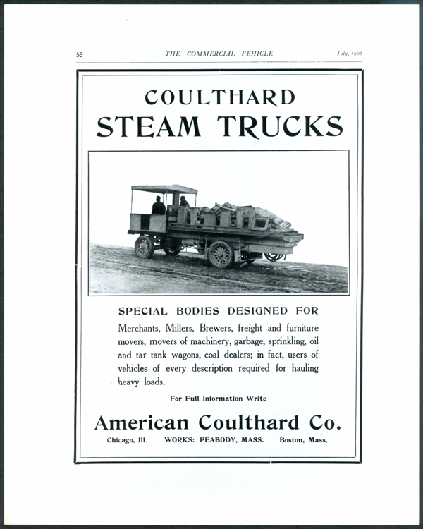 American Coulthard Company, Magazine Advertisement, July 1906, The Commercial Vehicle.