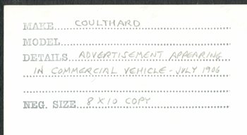 American Coulthard Company, Steam Trucks, The Commercial Vehicle, July 1906