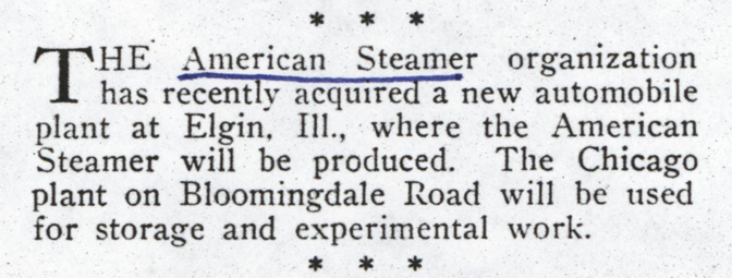 American Steam Truck Company, Magazine Article, Motor Magazine, December 1922, p. 60, Photocopy, Conde Collection.