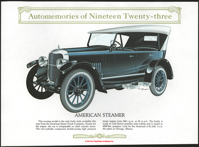 American Steam Truck Company automobile, 1923, Automemories Calendar, George Morales