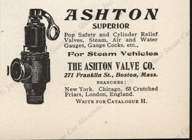 Ashton Valve Company Magazine Advertisement, Horseless Age, November 29, 1905, page xxxiv