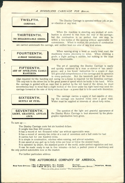 Automobile Company of America July 1899 Cosmopolitan ad 4