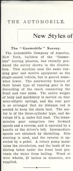 Automobile Company of America, Conde Collection, The Automobile, November 19, 1900, Conde Collection.