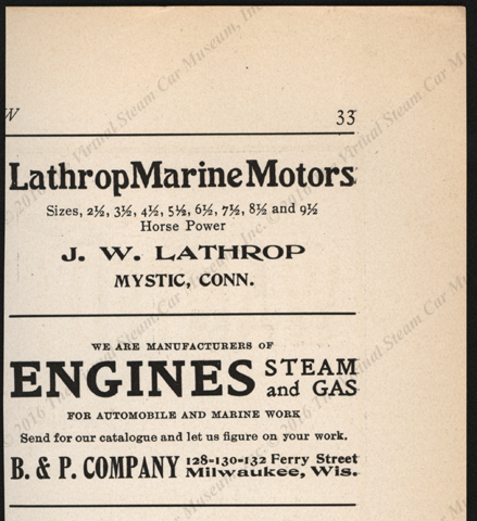 B and P Company, Milwaukee, WI, Steam Engine Manufacturer's, 