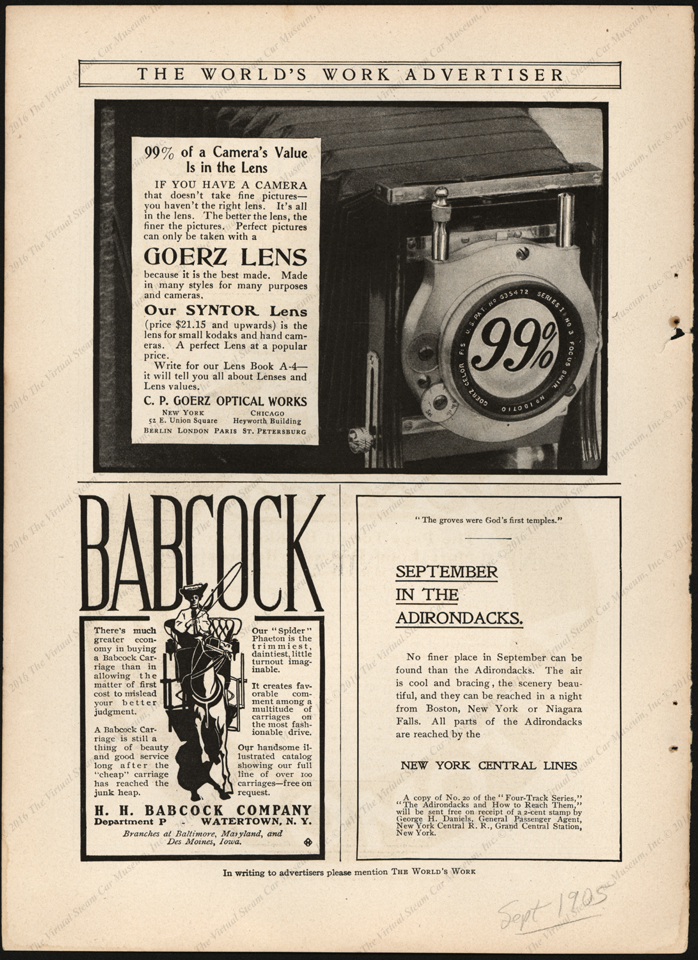 Babcock, H. H. Magazine Advertisement, Horse Carriages, September 1905, Worlds Work Magazine