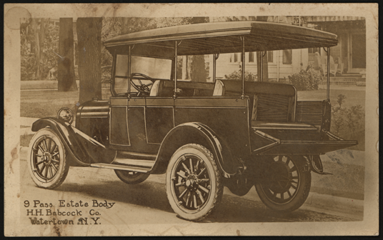 H. H. Babcock real photo post card advertisement, ca: 1915, for its truck bodies, front