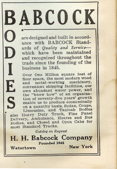 H. H. Babcock  Trade Jouranl Advertisement, Chilton's July 1925.