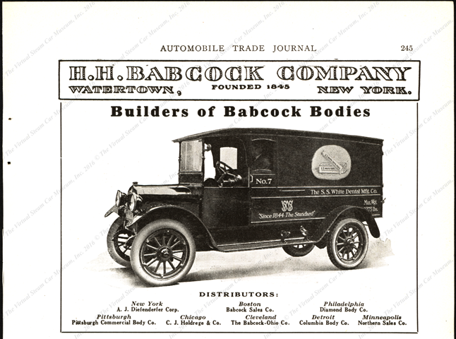 H. H. Babcock Company truck and automobile bodies, Automobile Trade Journal p. 245