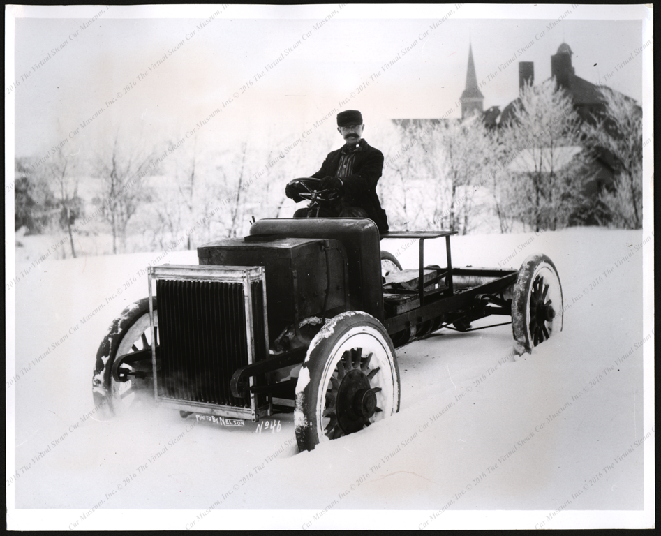 Four Wheel Drive Corporation, First Foud Wheel Drrive vehicle, Steam Powered, press photograph, 1908, October 10, 1967.  Front