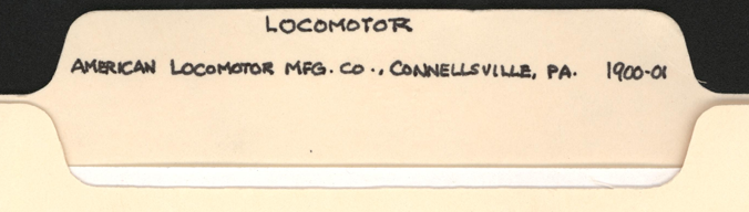 American Locomotor Manufacturing Company, 1900 - 1901, John A Conde File Folder