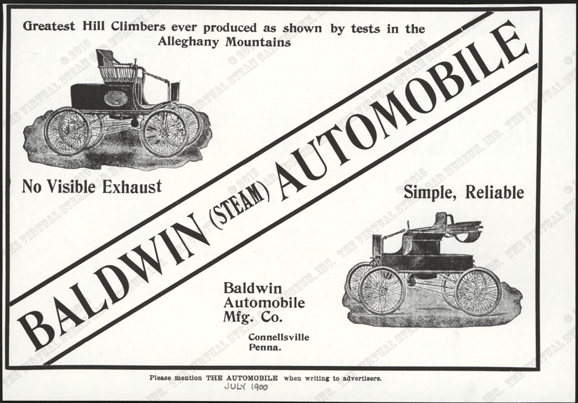 Baldwin Automobile and Manufacturing Company, July 1900 Magazine Advertisement, The Automobile, Conde Collection