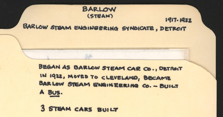 John Conde's File Folder, Barlow Steam Car, Barlow Steam Engineering Syndicate