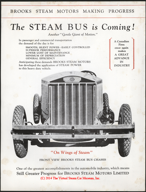 Brooks Steam Motors, Ltd., ca. 1926 - 1928, The Steam Bus is Coming!