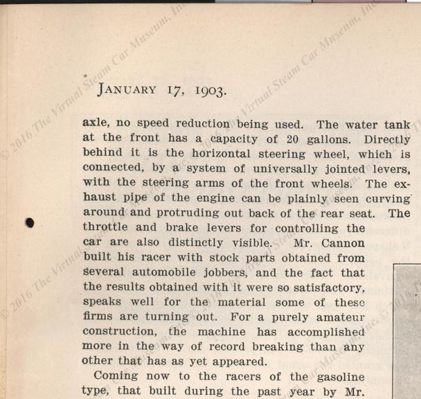 George C. Cannon Race Car, January 1903 Scientific American Article, Page 42