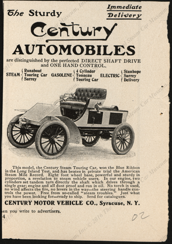 Century Motor Vehicle Company, 1902 McClure's Magazine Advertisement