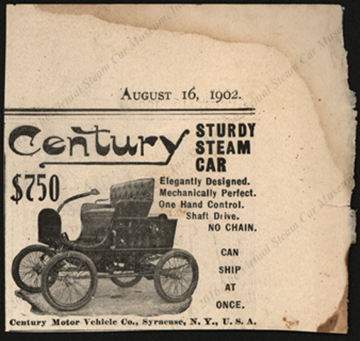 Century Motor Vehicle Company, August 16, 1902 Magazine Advertisement