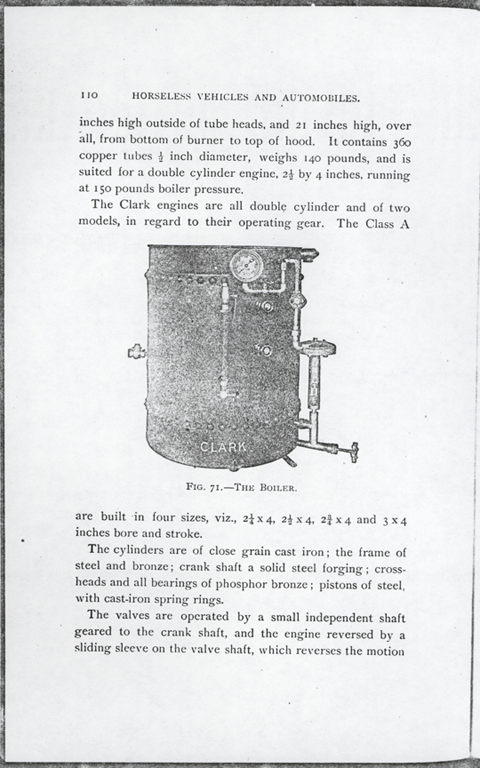 Clark, Edward S., Steam Car, Article in Gardner D. Hiscox 1900 book John A. Conde Collection