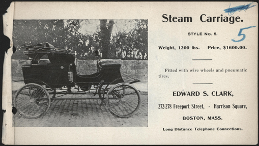 Clark, Edward S., Steam Car Brochure, 1901, Various Models, John A. Conde Collection