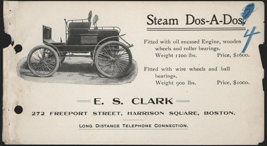 Clark, Edward S., Steam Car Brochure, 1901, Various Models, John A. Conde Collection