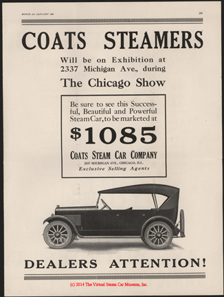 Coats Steam Car Company Coats Steam Motors Coats Steamer Wisconsin Steamers Inc