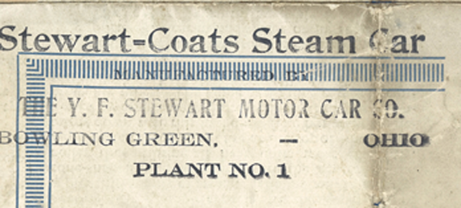 Coats Steam Car Trade Catalogue, 1922 Indianapolis IN Y. F. Stewart Close Up of Stamp