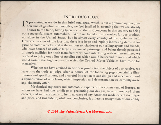 Conrad Motor Carriage Company, 1903 Catalogue, Intorducing Gasoline Automobiles.