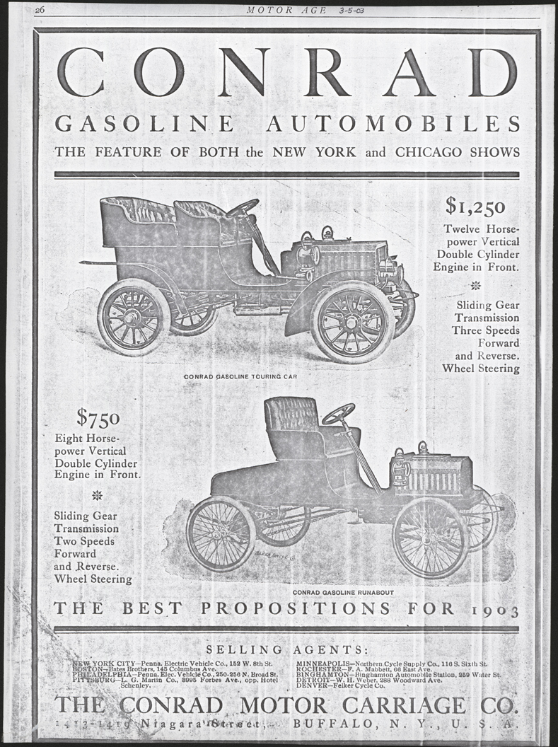 Contad Motor Carriage Company, March 5 ,1903, Motor Age Magazine, p. 26.
