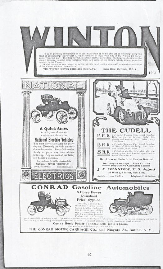 Contad Motor Carriage Company, 1903, Floyd Clyner, page 40.