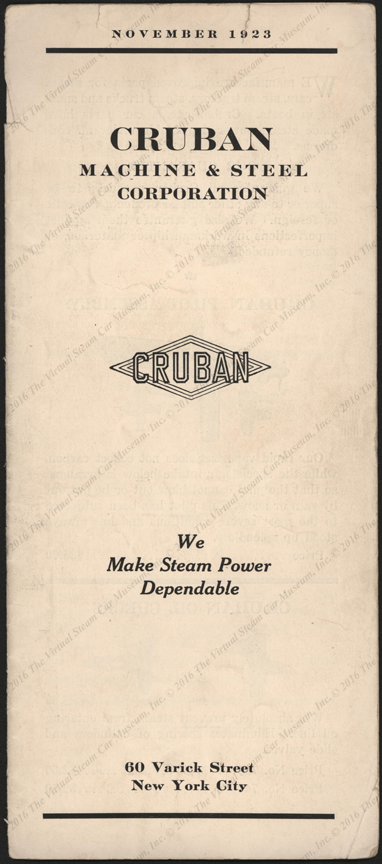 Cruban Machine & Steel Corporation, November 1923 Brochure