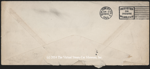 ruban Machine and Steel Corp., June 1, 1925, G. A. Gibson Envelope Reverse