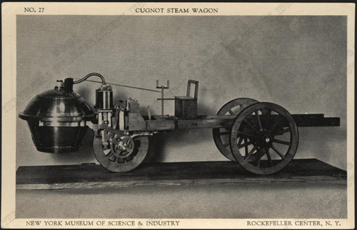 Cugnot Steam Wagon Postcard, New York Museum of Science & Industry, Front