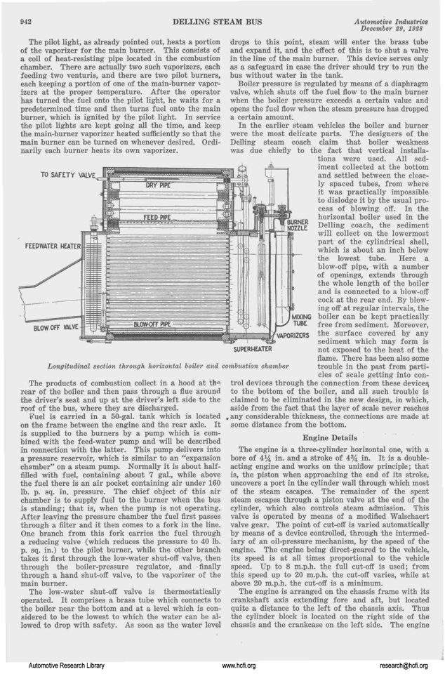 Delling Motors Company, Steam Bus, Automotive Inducstries, December 12, 1928, p. 9402