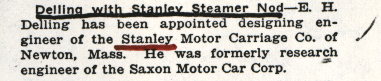 Eric Delling, Engineer for Stanley Motor Carriage Company, February 28,1918, Motor Age, page 47