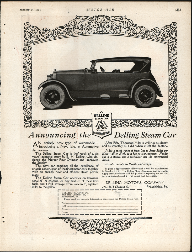 Delling Motors Company, January 24, 1924, Motor Age Magazine Advertisement, Full Page, Page 233