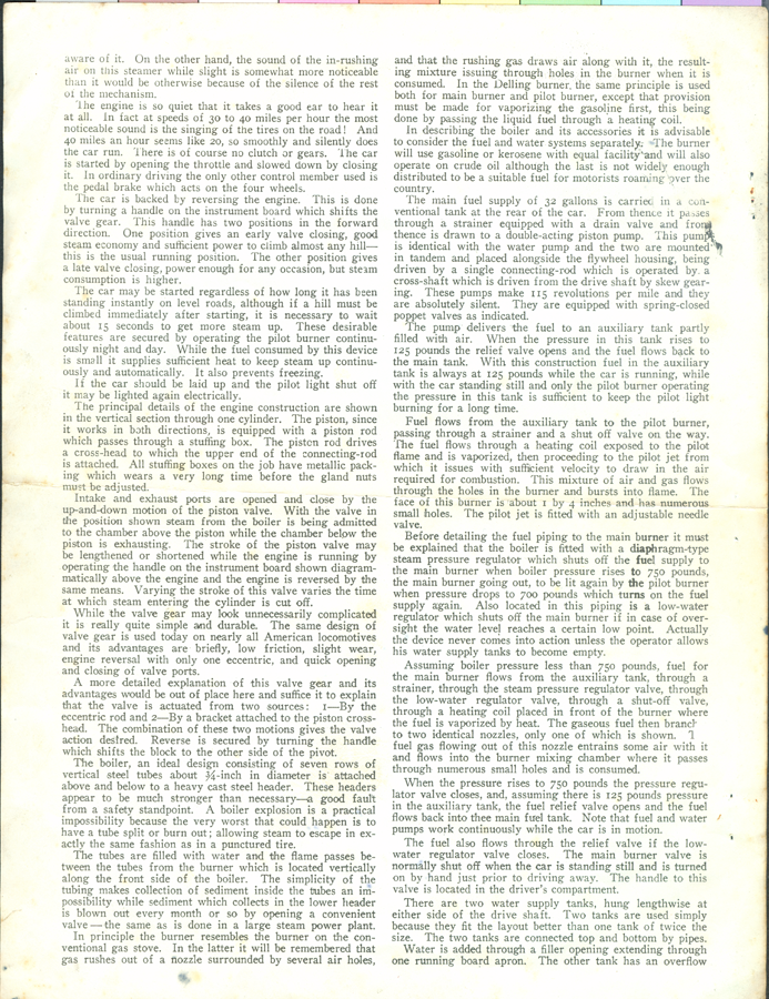 Delling Steam Car, Steam Developments Reprint, P. O. Box 335, Staten Island, 8 New York, from Motor Magazine
