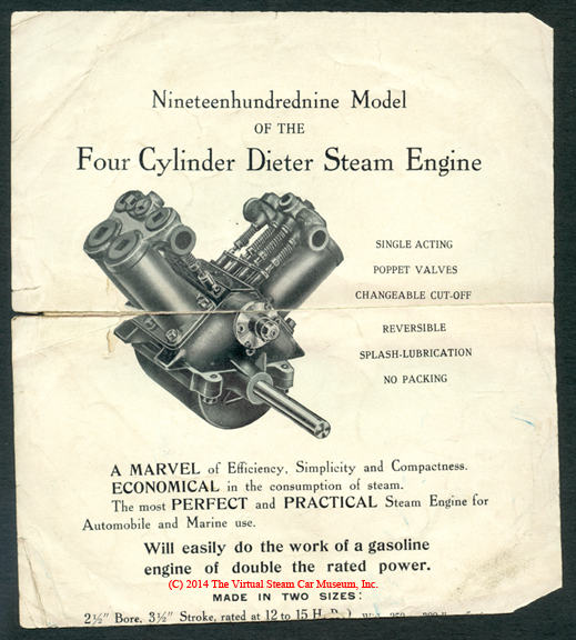 Dieter Steam Engine Company Brochure, 1909, single side