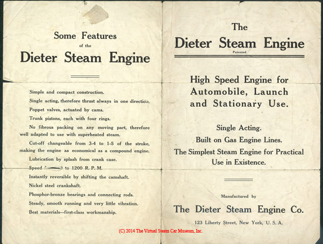 Dieter Steam Engine Company Brochure