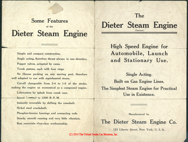 Dieter Steam Engine Company Brochure