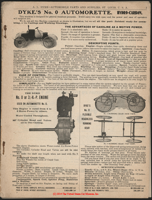 A. L. Dyke Catalogue No. 7, 1902 Steam Car Accessories