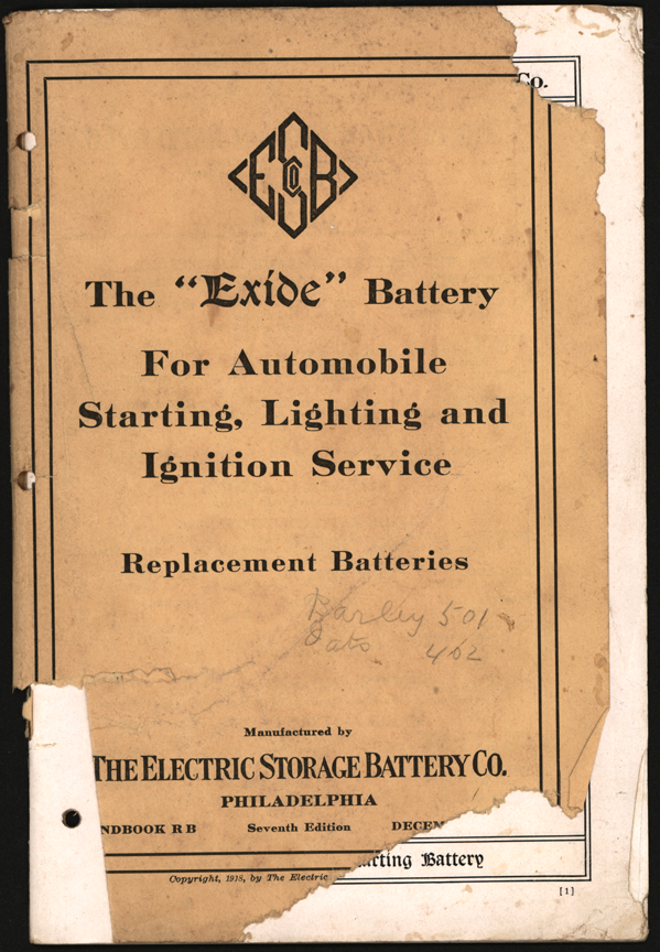 Electric Storage Battery Company, 1918, Exide Batteries for Stanley Steamers