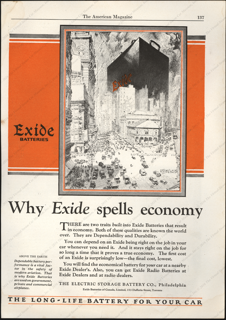 Electric Storage Battery Company, 1925 Magazine Advertisement