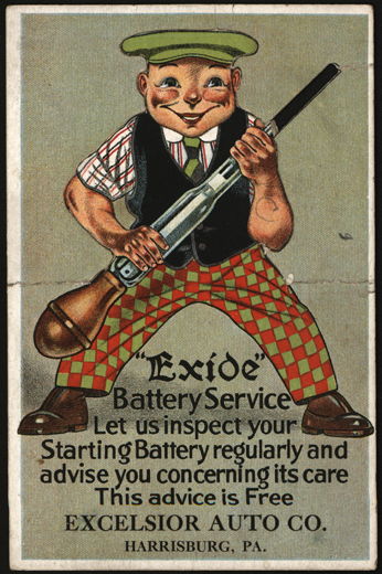 Exide Electric Storage Battery Company, Diecut Postcard, Front