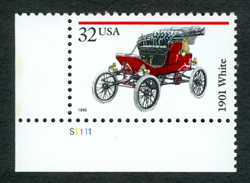 White Steam Car Stamp