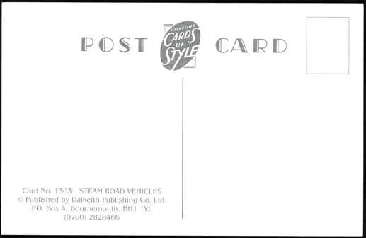 Edwin Foden, Sons & Company, Postcard, Dalkeith Publishing Company, Card  N0 1303, Reverse