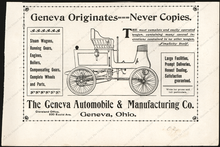 Geneva Automobile and Manufacturing Company, 1902 Magazine Advertisement, maybe Horseless Age