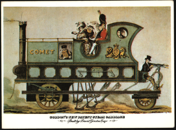 David Gordon Steam Carriage 1824, Modern Postcard Front