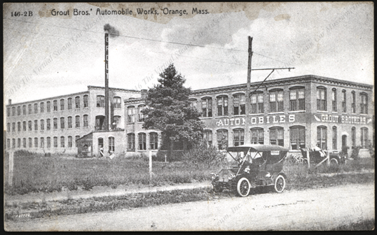 Grout Brothers Automobile Company, Orange, Massachusetts, card, ca: 1906