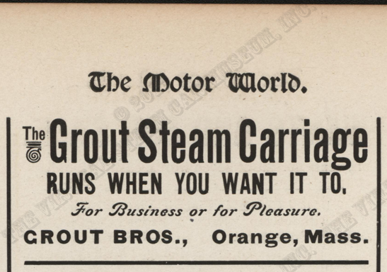 Grout Bros magazine advertisement, Motor World, September 11, 1902, page 719