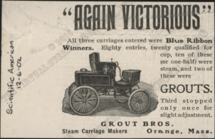 Grout Brothers advertisement, Scientific American, June 12, 1902, Conde Collection.