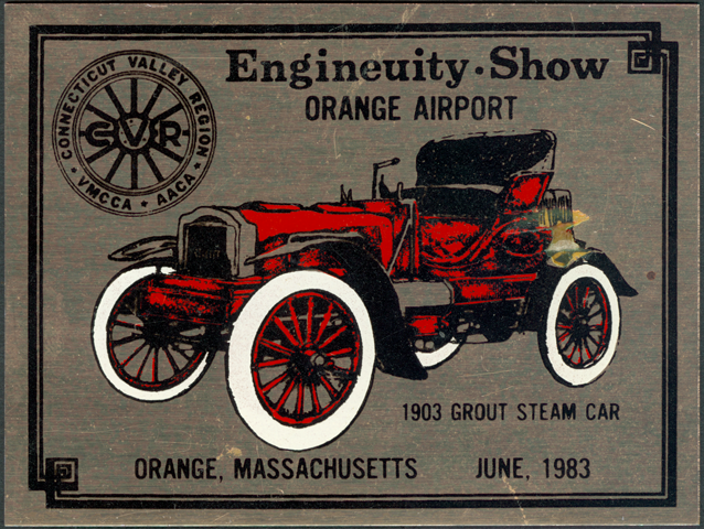 Grout Brothers Automobile Company, Dash Plaque, June 1983, Enginueity Show, Orange, MA.